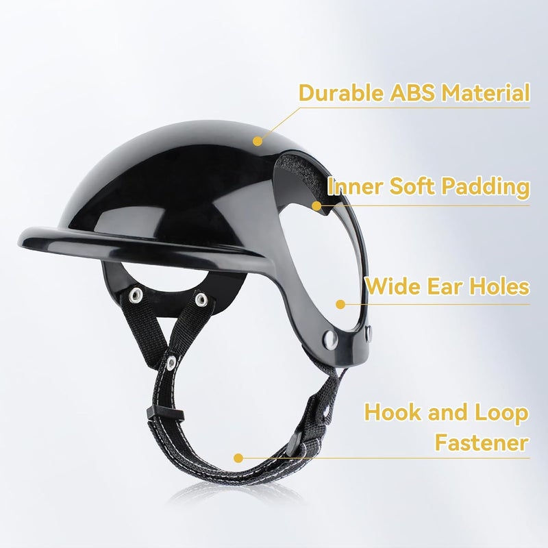 Billionchains Small Dog Helmet with Ear Holes - Adjustable, Lightweight, Hard Black Pet Helmet for Outdoor Activities/Motorcycle/Bike - Image 3